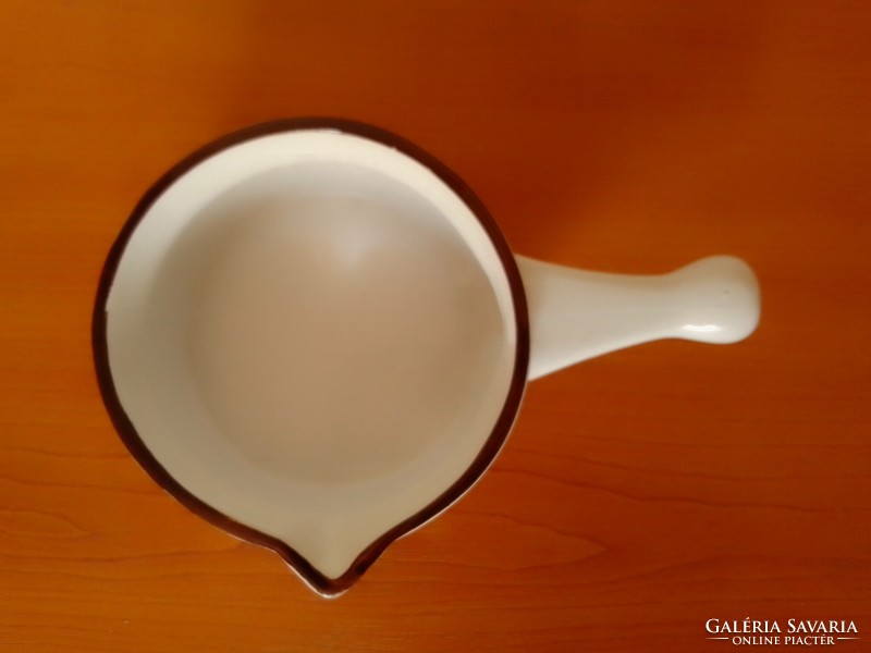Chocolate or cheese fondue fondue pot with flower pattern ceramic hardware with handle, Swiss handmade