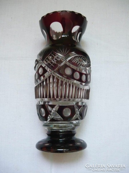 Ruby colored crystal vase