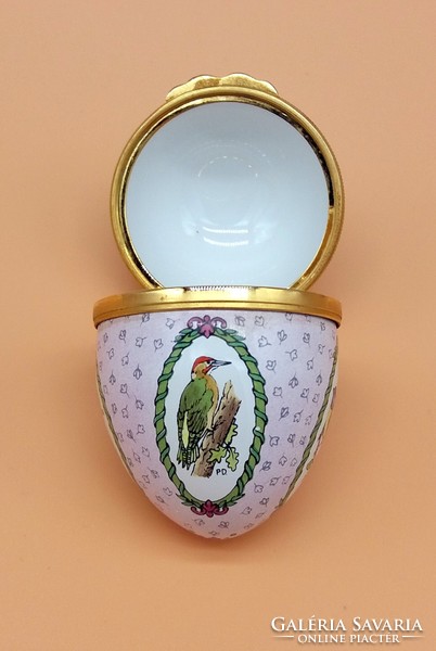 English egg-shaped bird decorative enamel box