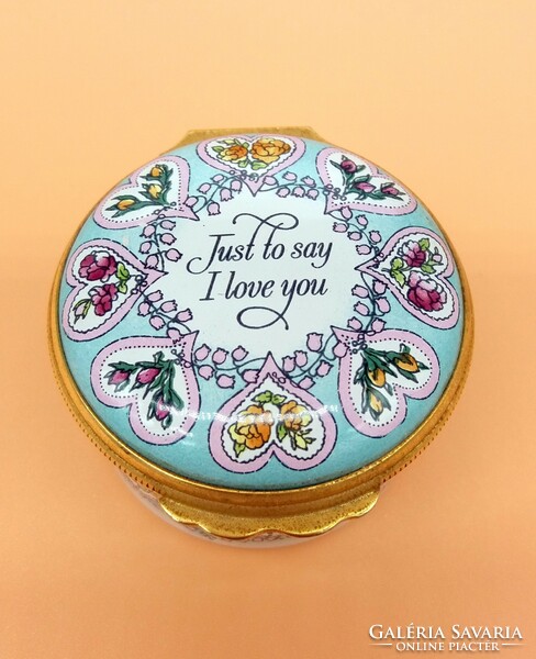English enamel box with just to say i love you inscription