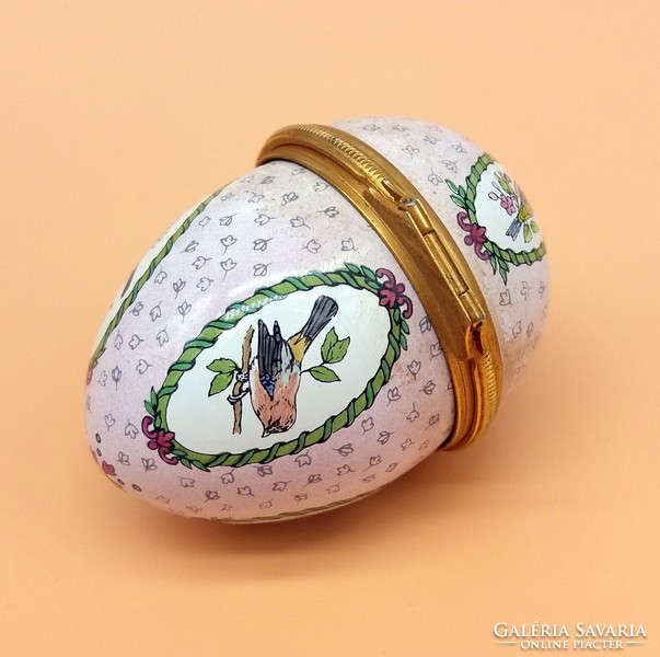 Angol tojás formájú madár dekorációs zománc dobozka