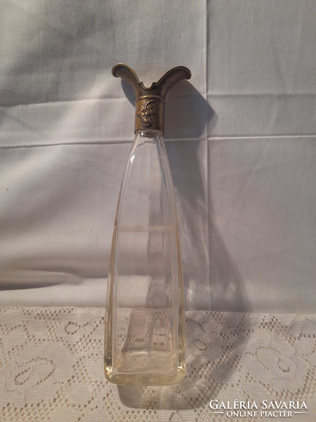 Gyönyörű antik Szecis üveg váza bronz rátéttel
