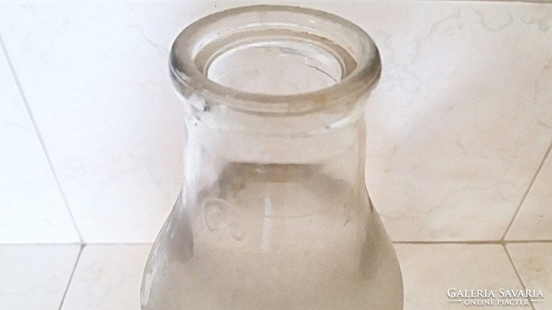 Old milk glass omtk embossed milk bottle 1 liter