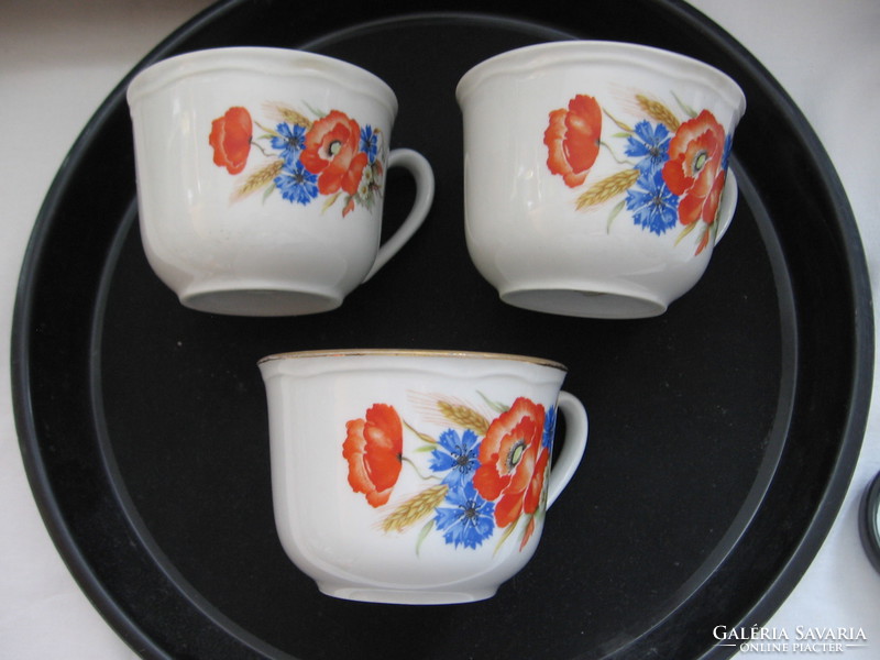 4 antique wilhelmsburg cups with poppies
