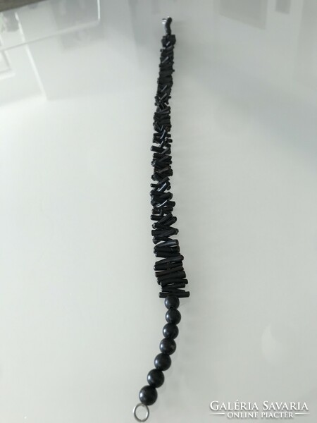Retro vinyl necklace in black, 52 cm long