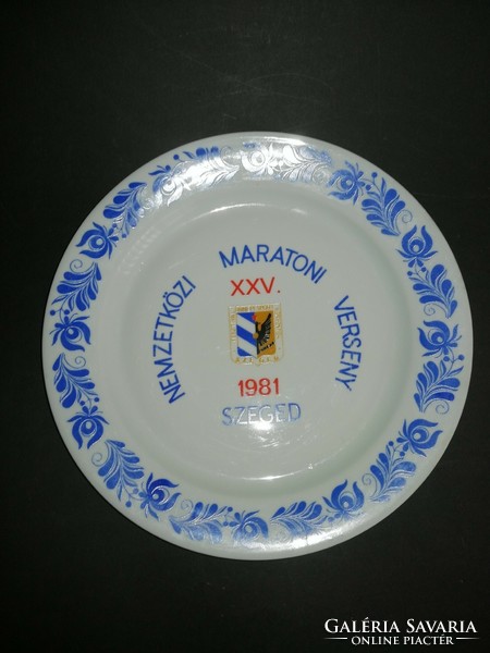 1981 Szeged Nemzetközi Maratoni Verseny Alföldi porcelán emlék fali tál tányér - EP