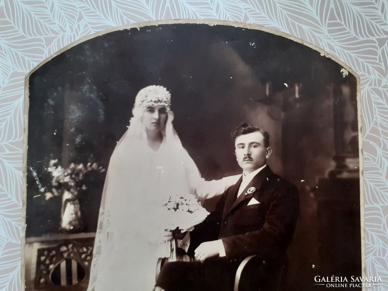 Régi esküvöi fotó 1930 körül menyasszony vőlegény fénykép
