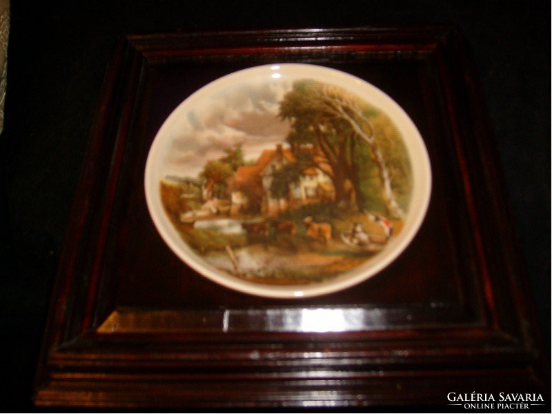 E24 antique porcelain picture famous painting based on baroque wooden frame by john constable based on 25 x 25 cm