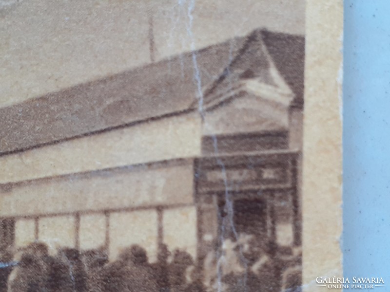 Régi képeslap 1952 Sarkad épület bolt húsbolt fotó levelezőlap