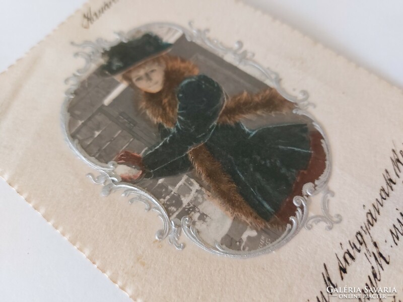 Old embossed postcard 1900 postcard lady in hat
