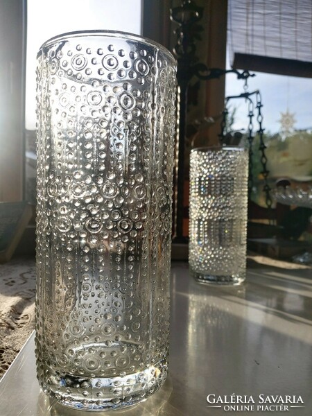 Csodaszép Nanny Still finn, híres  üvegművészeti váza párban. Nanny Still for Riihimäen Lasi, Finnis