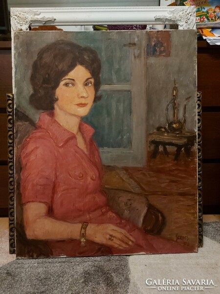 Szepes Gyula (1902-1992), szignós női portré festmény, olaj, vászon, 80x65 cm, keret nélküli akció