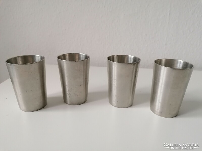4 marked pewter cups