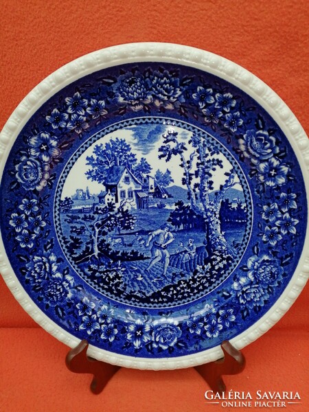"Villeroy & Boch" (METTLACH), "Rusticana", SAAR, Kék dísztányér, kínáló tál vagy tányér, dekoráció.