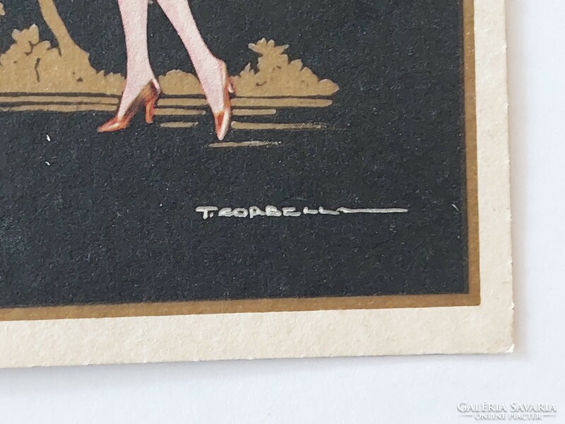 Régi képeslap 1928 T. Corbella művészrajz levelezőlap hölgy