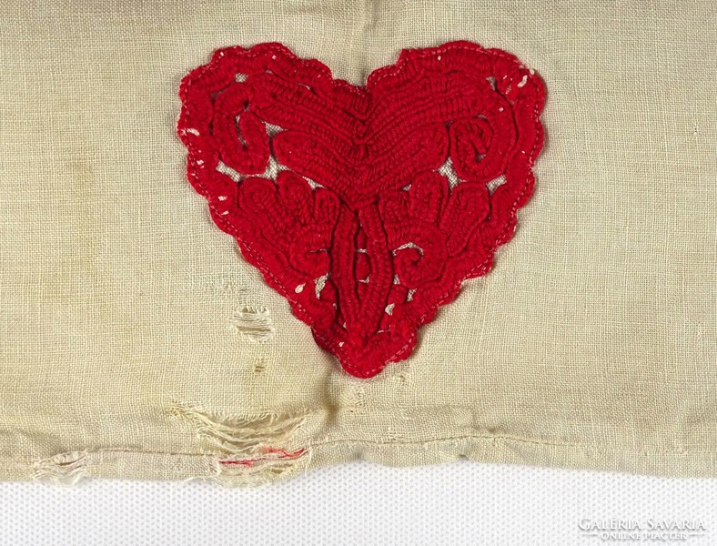 1K669 old embroidered heart motif Kalotaszeg cushion cover 35 x 55 cm