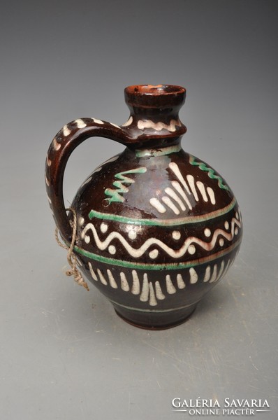 Antique jar, work of potter József Black from Misztótfalu (Szatmár etc.), Transylvania. 16 cm