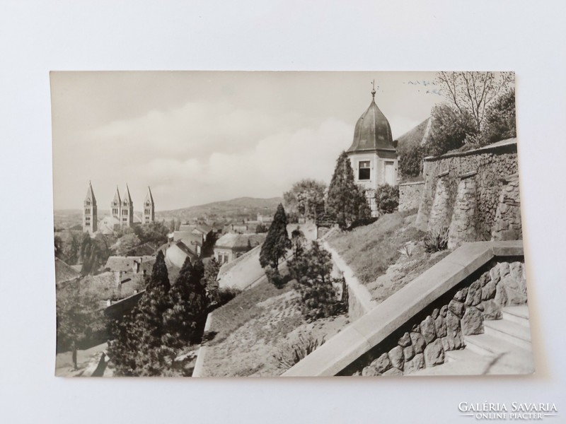 Old postcard photo postcard 1963 Pécs skyline