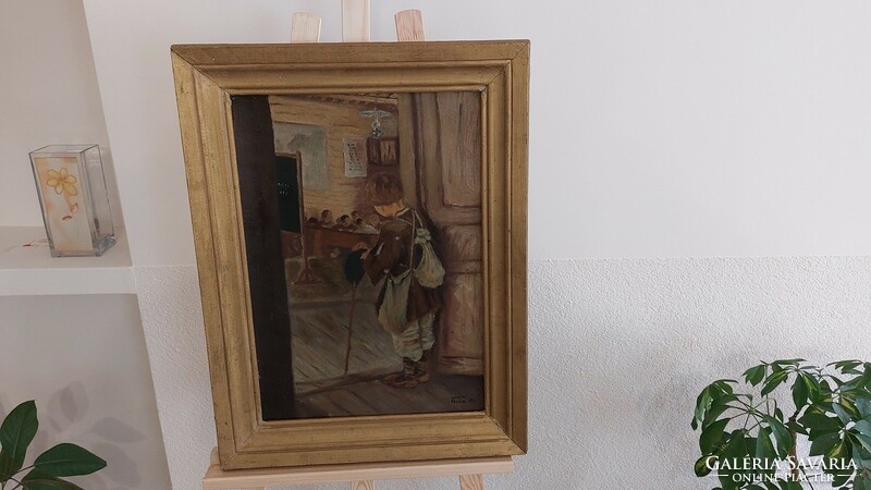 (K) small bicepóca painting with frame 50x67 cm