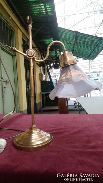 Antique Art Nouveau huge bank lamp (1 meter high) working desk lamp with opal glass cover