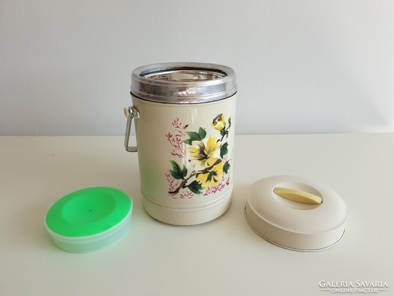 Retro old glass insert metal thermos decoration
