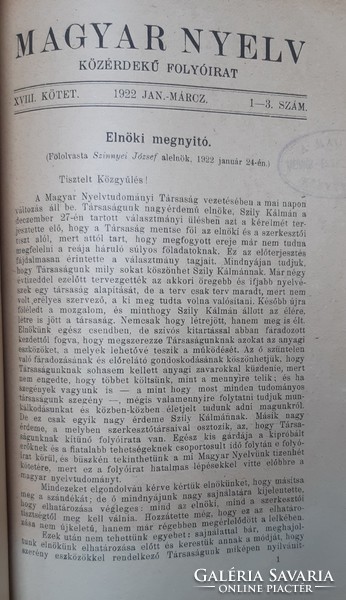 MAGYAR NYELV - KÖZÉRDEKŰ HAVI FOLYÓIRAT 1921 - 1922 - TELJES !