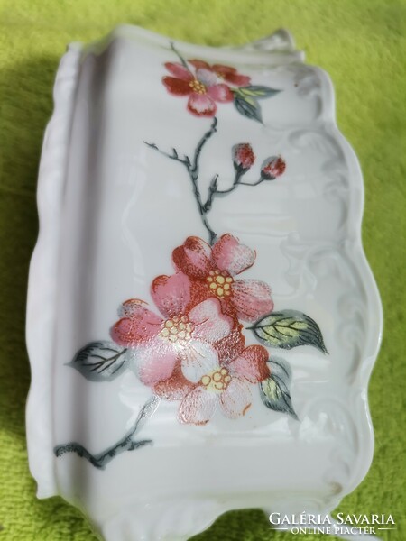 Vintage arpo porcelain sauce dish, floral patterned porcelain with spout, rare kitchen accessories