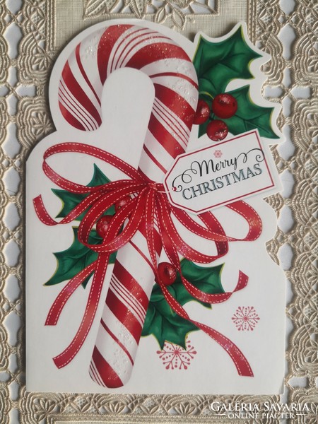 Csillámos karácsonyi üdvözlő kártya Floridából 17.5x12.1 cm