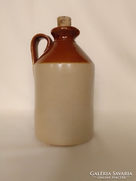 Jamaica Inn English Glazed Ceramic Stoneware Liquor Pitcher, Pourer, Bottle, Cork Stopper