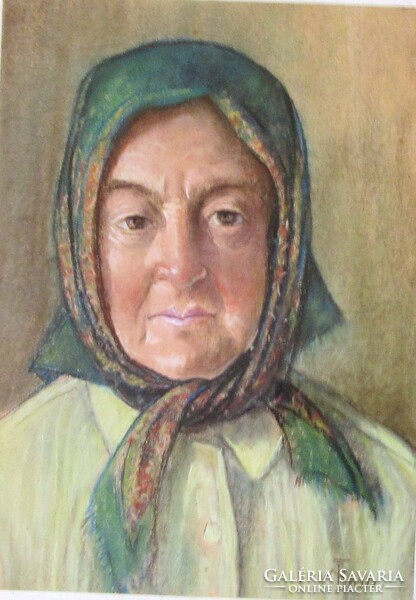 Ferenc Miskolczy /1899-1994/ painting Marineni 1977, labeled, pastel 38 x 48.38 x 28 cm.