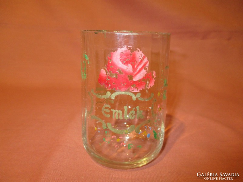 Old painted rose glass commemorative cup