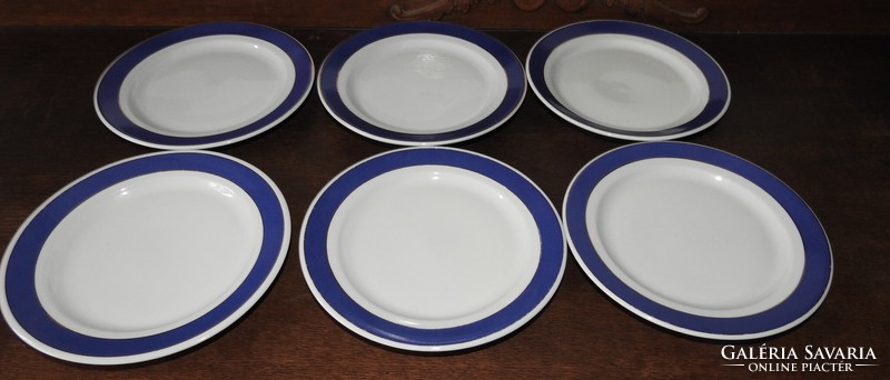 Retro ritka kék - arany szegélyes alföldi tányér készlet - süteményes tányérkészlet