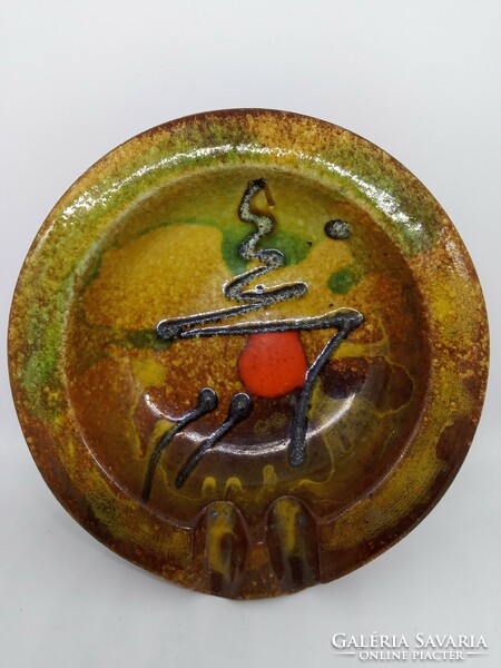 Retro Sarkadi ceramic ashtray in the colors of autumn