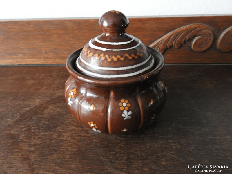 Gmundner keramik - brown handmade Austrian ceramic sugar bowl