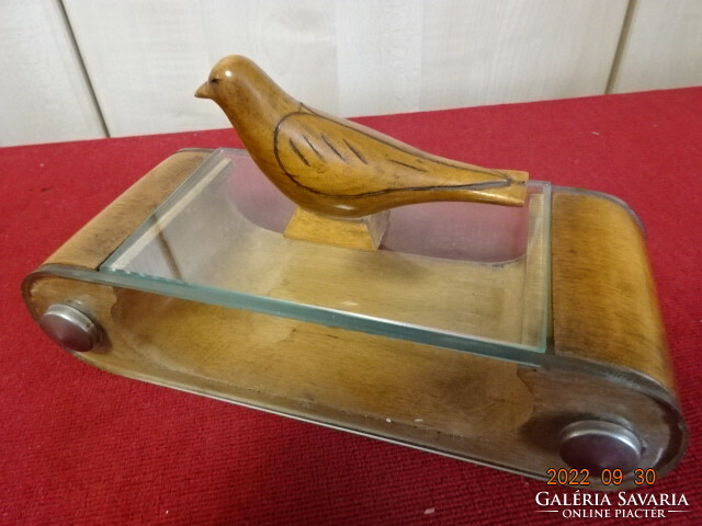 Antique cigar holder with bird handle. The material is wood and glass. He has! Jokai.