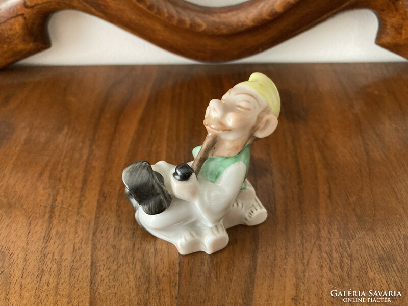 Herend porcelain dwarf figure smoking a pipe