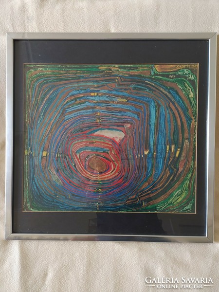 Hundertwasser - print in original glazed frame, 58 x 58 cm