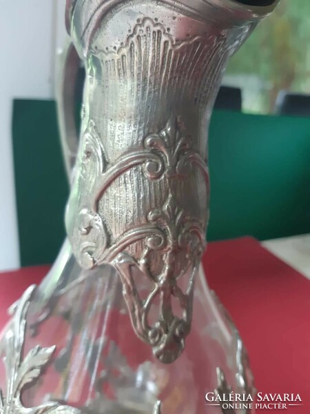 A wonderful, spectacular glass decanter with a pewter fixture of exceptional beauty.