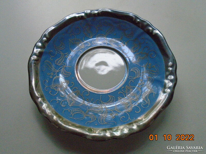 Designed by Franz Neukirchner (1925-1977) silver floral royal blue tea cup with coaster waldershof
