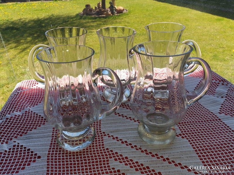 Antique ribbed glass jars and cups