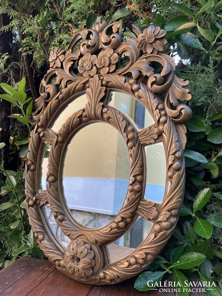 Beautifully carved antique wall mirror 59x41cm!