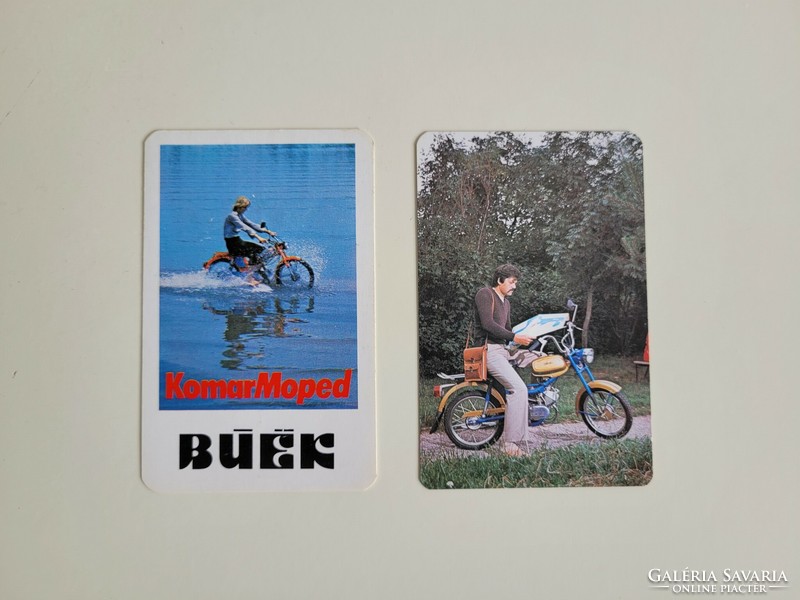 Retro régi 2 db reklám kártyanaptár Komar Moped motorkerékpár reklám 1981 1982