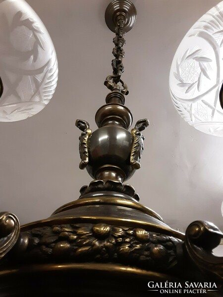 Figured bronze chandelier