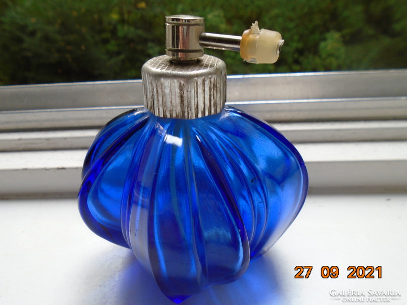 Antik kobaltkék art-deco parfümös üveg