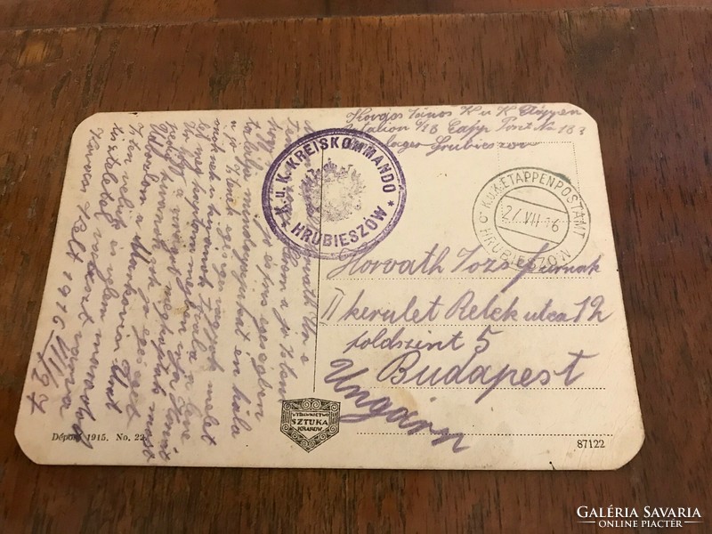 Old postcard.Kraków.Wodotrysk na plantacyach.1916.K.U.K.Kreiskomando hrubieszów with stamp.