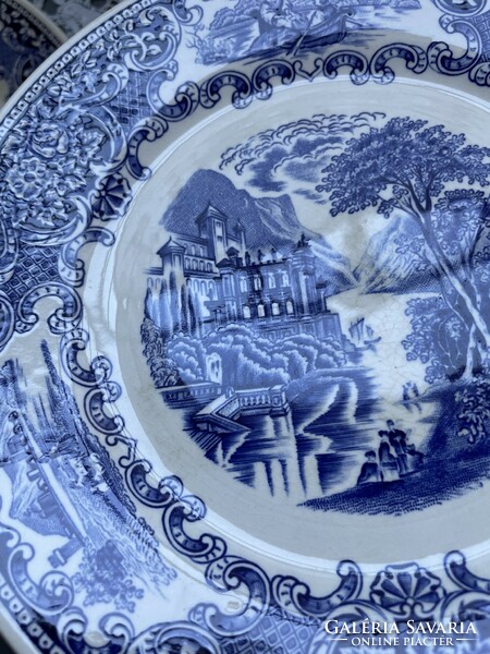 Myott Cambridge Old England jelenetes kék dekoros tányér