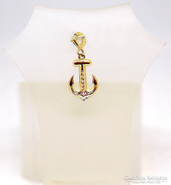 Yellow-white gold anchor pendant (zal-au109362))