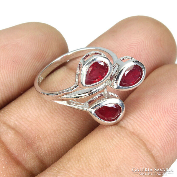 57 Es valodi ruby 925 marked silver ring