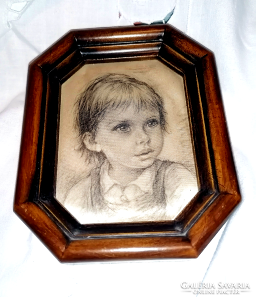 Giuseppe tarantino vintage miniature boy silk painting silkscreen print