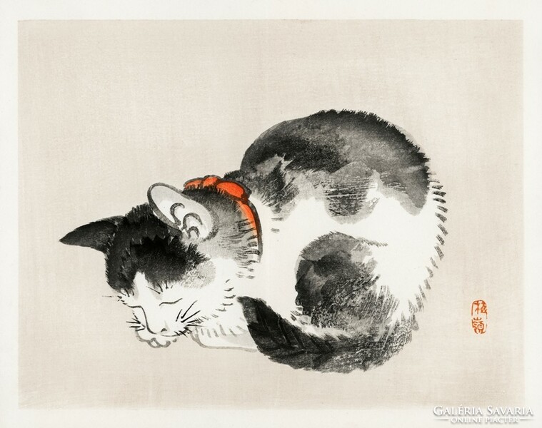 Kono bairei - sleeping cat - canvas reprint